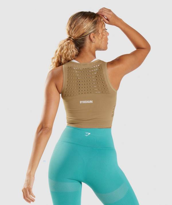 Damske Crop Top Gymshark Energy Seamless Hnede | GI9581602